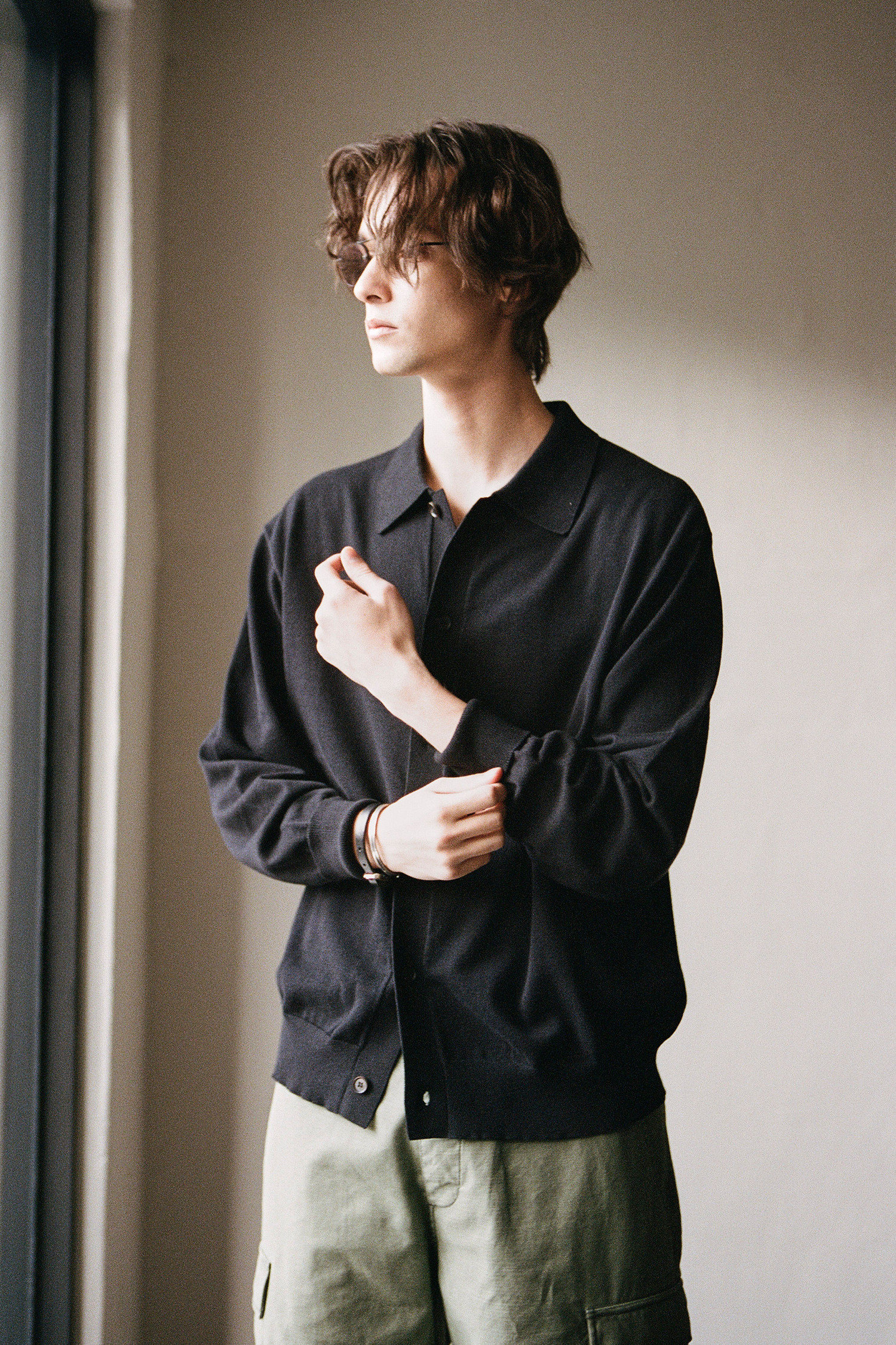 OURSELVES - 가디건 - (OURSELVES) Collar Cardigan Black