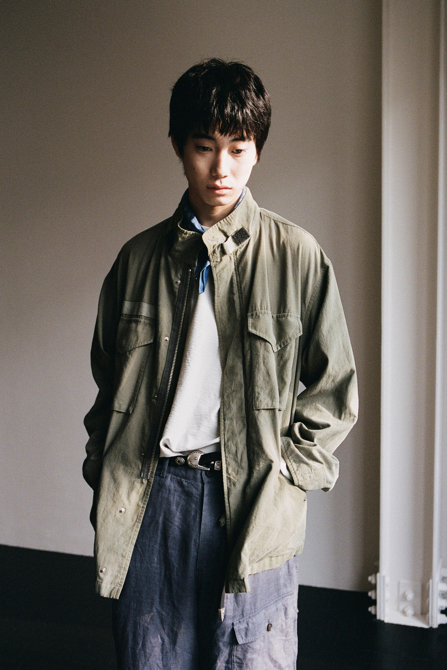 OURSELVES - 사파리/필드자켓 - (OURSELVES) Powder Washed M-65 Field Jacket - Olive