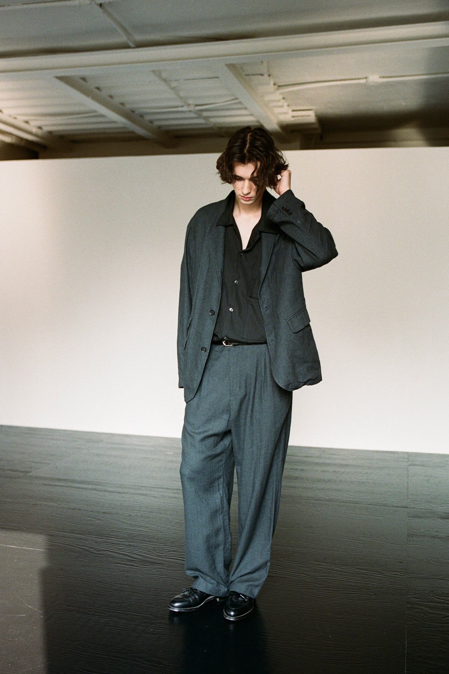 OURSELVES - 슬랙스/수트팬츠 - (OURSELVES) Harringbone L/C Slumber Pants Charcoal