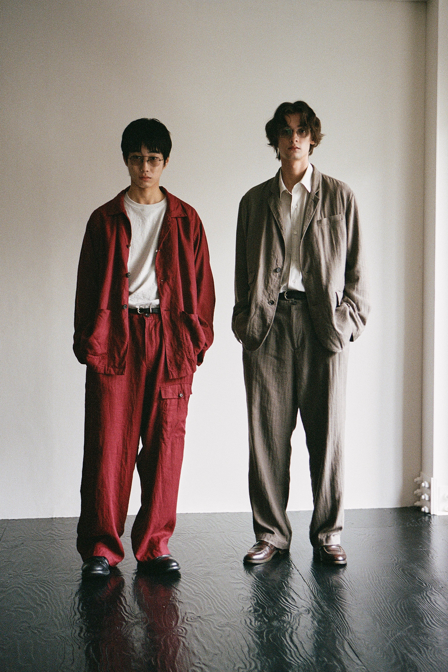 OURSELVES - 슬랙스/수트팬츠 - (OURSELVES) Harringbone L/C Slumber Pants Mocha