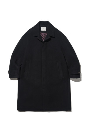 Extra Fine Melton Wool Mac Coat - Black