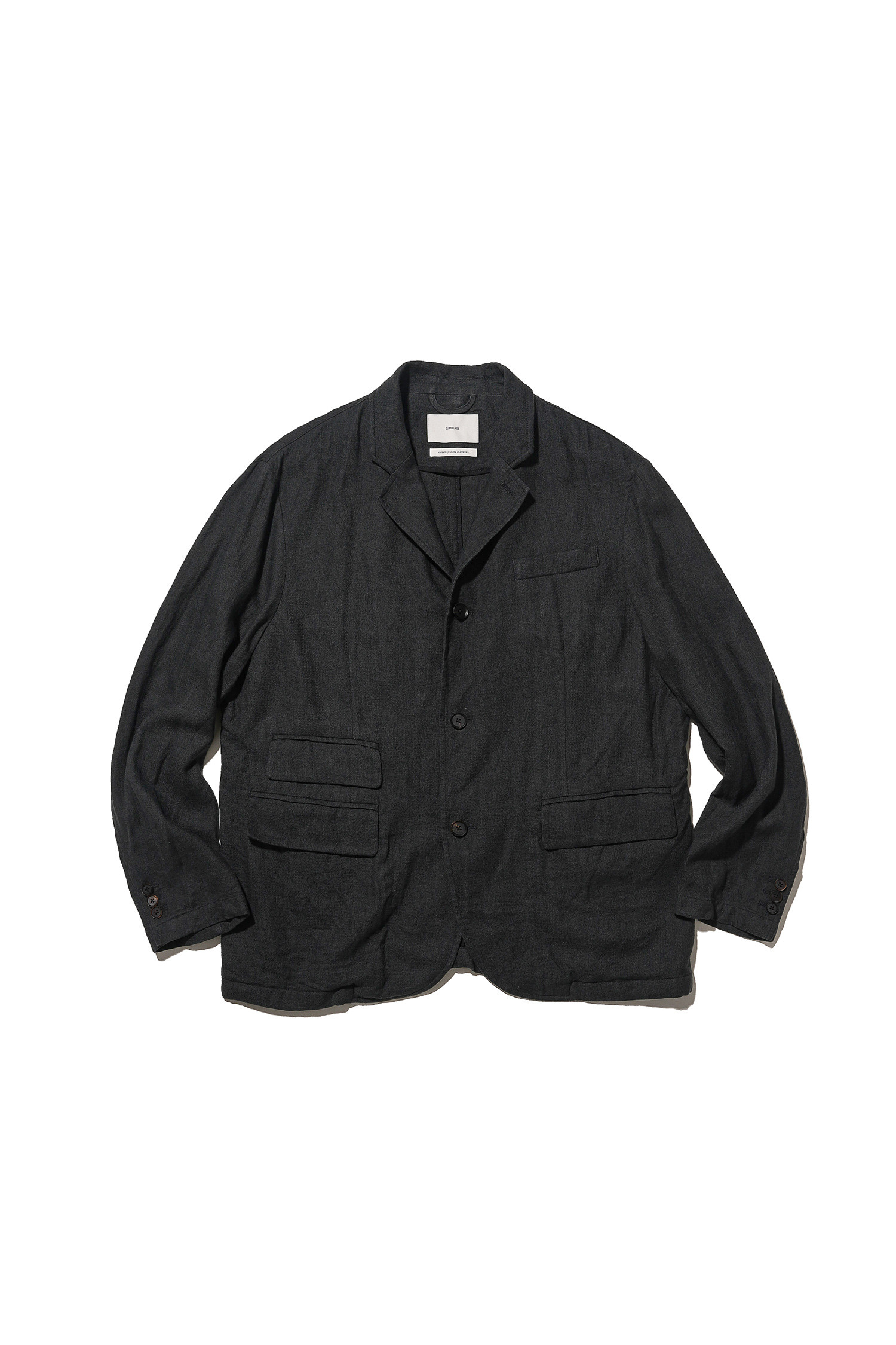 (OURSELVES) Harringbone L/C Slumber Jacket Charcoal