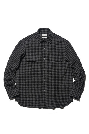 C/W Gingham Check Work Shirts - Charcoal