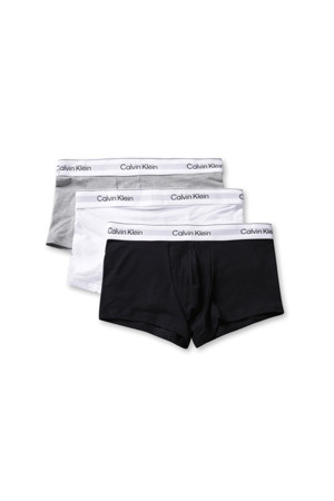 3 Pack Low Rise Trunks - Black / White / Grey Heather