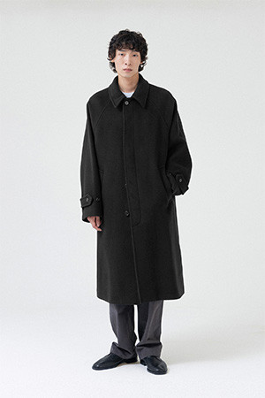 Balmacaan Coat - Washed Black