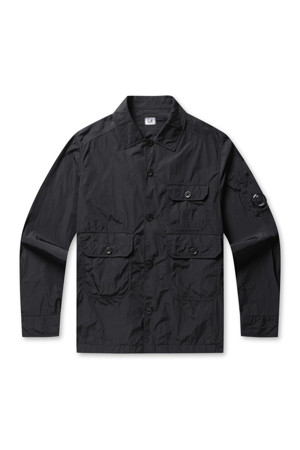 Chrome-R Full Button Overshirt - BLACK