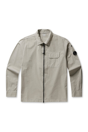 Organic Gabardine Full Zip Overshirt - VINTAGE KHAKI