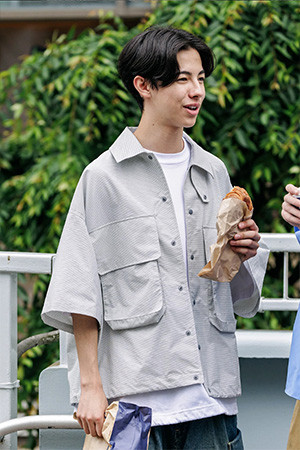 GRAPH CHECK WADING S/S SHIRT JACKET - WHITE X BLACK