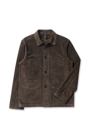 HEAVYW SUEDE FIVE-POCKET CHORE JACKET - CHOCOLATE BROWN