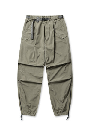 high count cloth side zip hem pants - gray beige