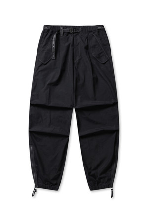 high count cloth side zip hem pants - black