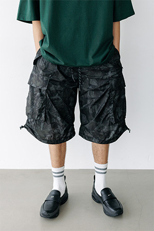 REAL TREE RIPSTOP NYLON CITY MILITARY HALF PANTS 003 - BLACK