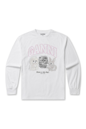 Re-cut Heavy Jersey Animals Long sleeve - Bright White