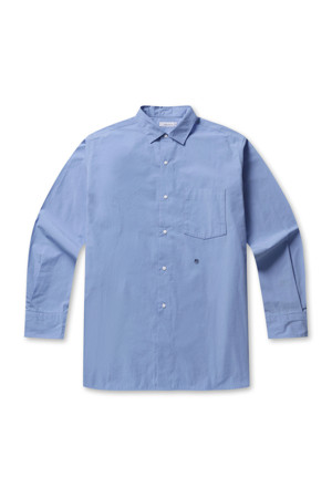 Regular Collar Wind Shirt - Sax