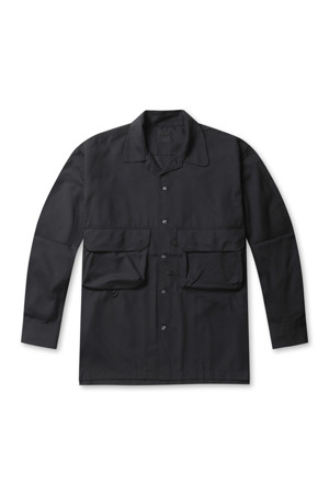 TECH SPORTS OPEN COLLAR SHIRT L/S - BLACK