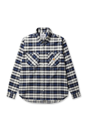 L/S TARBELL SHIRT - DARK NAVY / WHITE