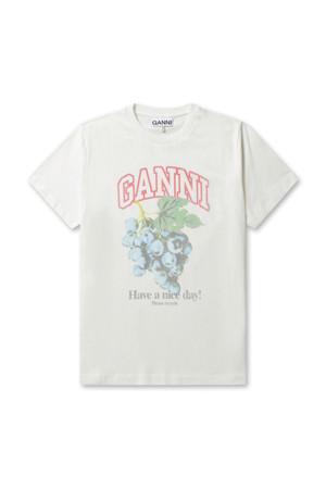 Basic Cotton Jersey Grapes Relaxed T-shirt - Egret