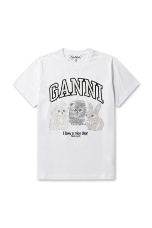 Basic Cotton Jersey Animals Relaxed T-shirt - Bright White