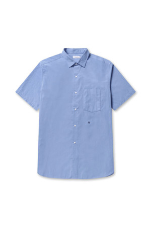 Regular Collar Wind S/S Shirt - Sax