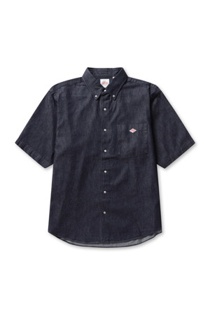 MENS DENIM DUNGAREE SHORT SLEEVE B.D SHIRT - INDIGO 