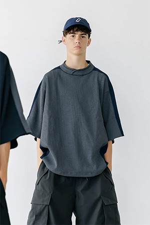 CITY S/S LIGHT THERMAL PULLOVER - GRAY X NAVY