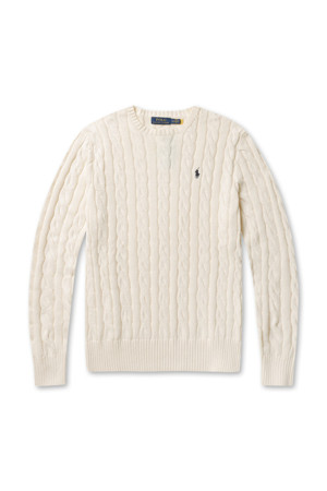CABLE-KNIT COTTON SWEATER - ANDOVER CREAM