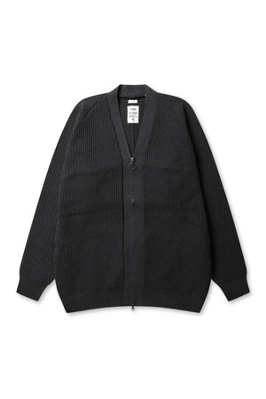 (NANAMICA) 5G ZIP CARDIGAN - BLACK