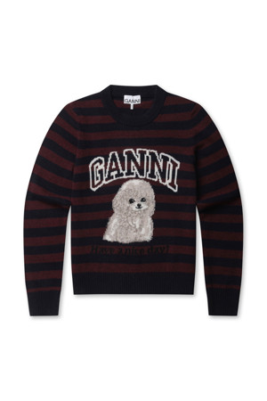 Graphic Wool Mix Poodle Stripe Crewneck - Multicolour