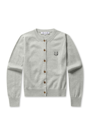 BOLD FOX HEAD PATCH REGULAR CARDIGAN - LIGHT GREY MELANGE