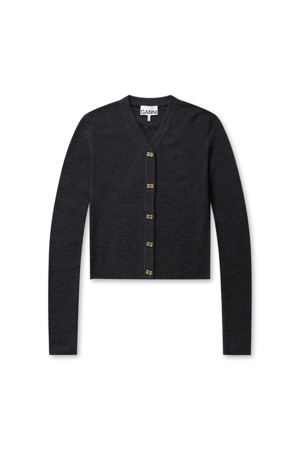 Mini Ribbed Merino Cardigan - Phantom