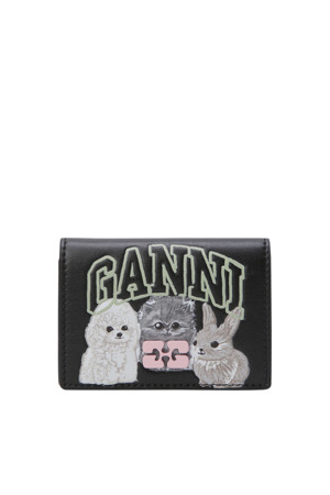 Bou Card Holder With Flap Animals - Black
