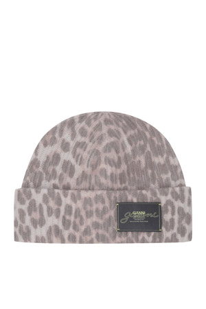 Graphic Wool Mix Printed Leopard Beanie