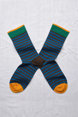 (BONNE MAISON) RAYURES SOCKS - TERRE D'OMBRE MYKONOS