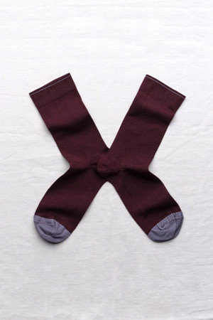 (BONNE MAISON) PLAIN SOCKS - MARON FONCÉ