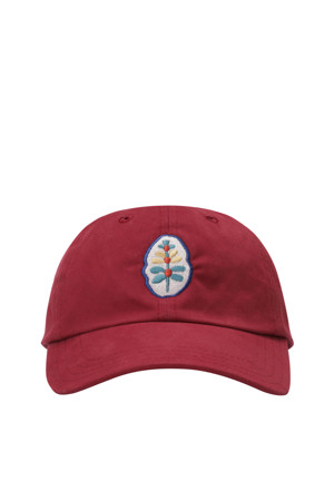 FLOWER EMBLEM COTTON BASEBALL CAP - RED