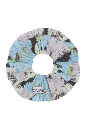 Printed Cotton Frill Scrunchie - Phantom