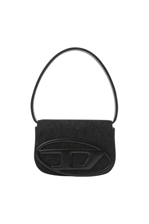 1DR Iconic Shoulder Bag in Washed Denim - Black
