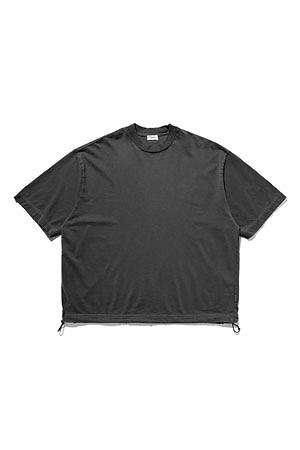 (CLESSTE) PIGMENT DYED T-SHIRT WITH DRAWSTRINGS - BLACK 피그먼트 워싱 반팔 티셔츠