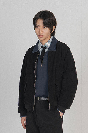 REVERSIBLE MOLESKIN BLOUSON - BLACK