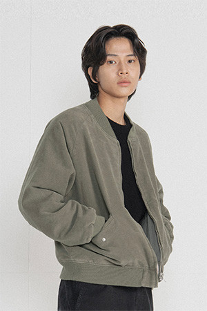 REVERSIBLE MOLESKIN BLOUSON - OLIVE GREY