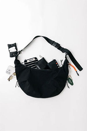 SOFT SHELL 2WAY SYSTEM SHOULDER BAG - BLACK