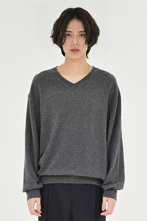Extra Super Fine V Neck Knit - Charcoal