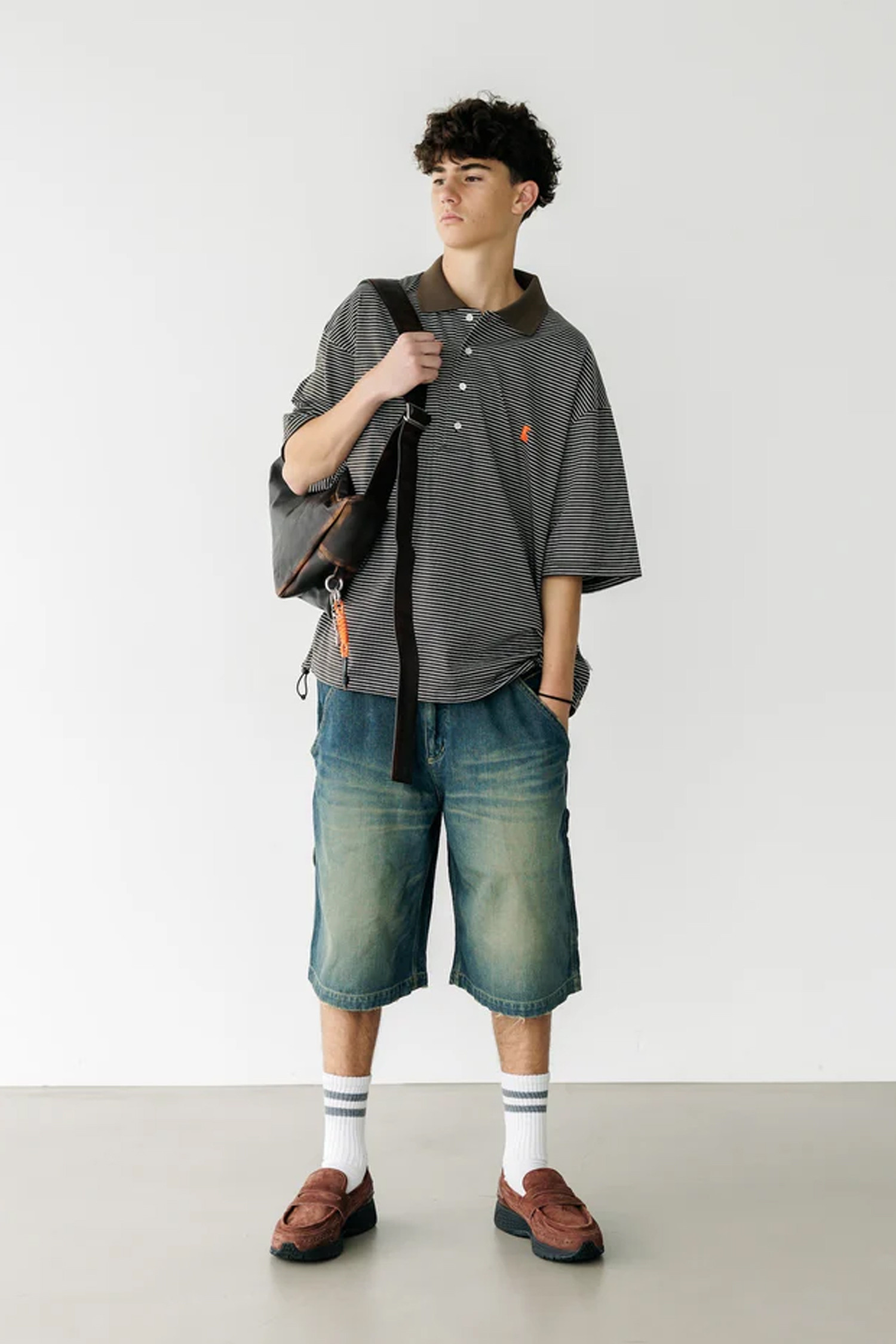 VINTAGE DYED SELVEDGE DENIM WORKER HALF PANTS - VINTAGE