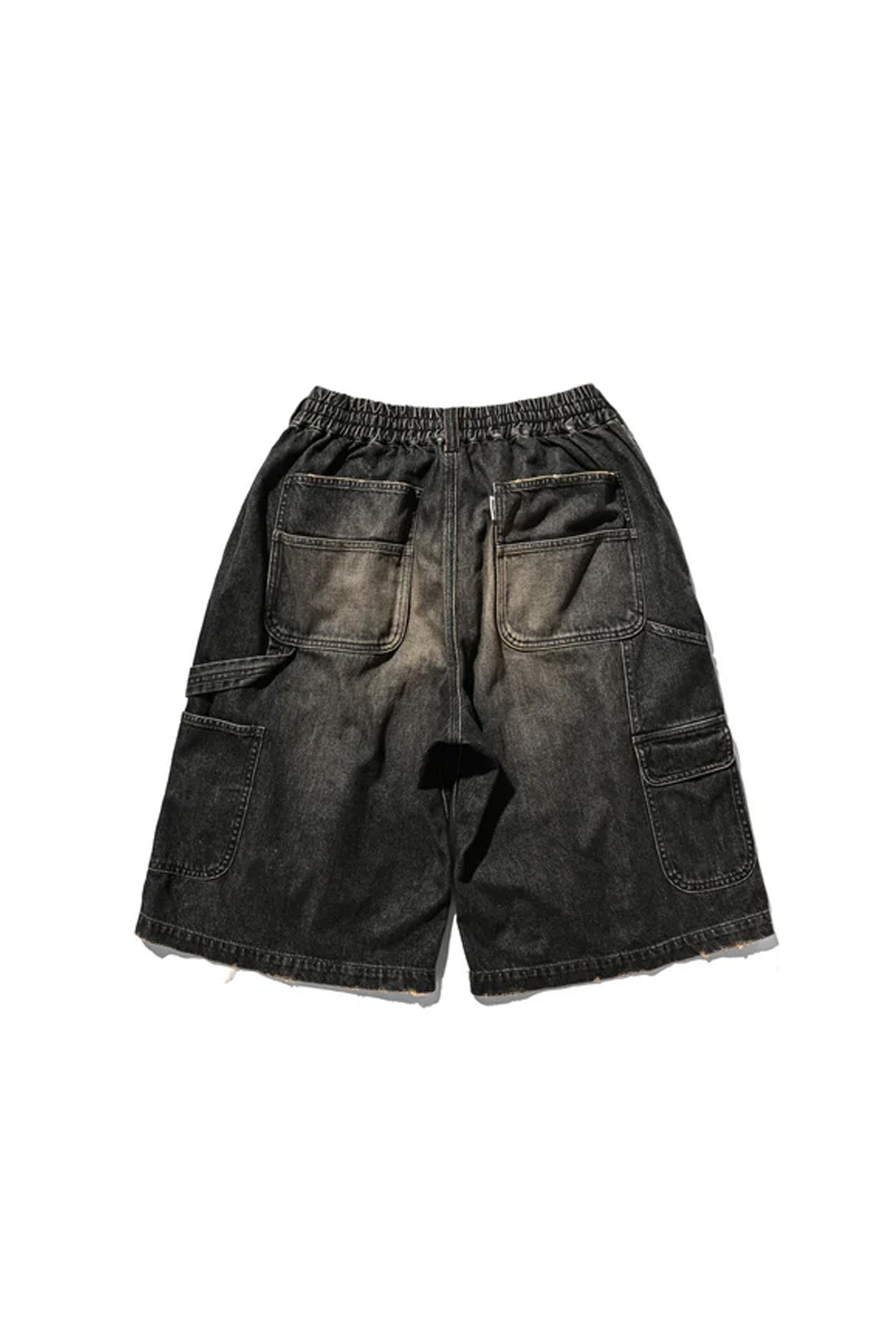 CLESSTE] VINTAGE DYED SELVEDGE DENIM WORKER HALF PANTS - BLACK