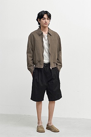 BELTED HALF PANTS - BLACK
