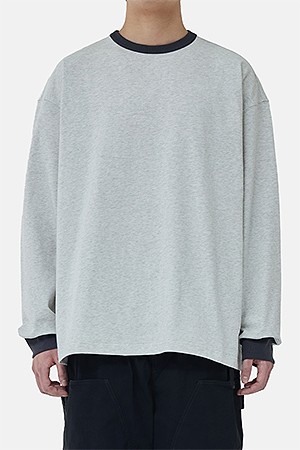 RINGER L/S TEE -LIGHT HEATHER GRAY