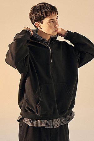 DWELLER POPOVER SWEAT HOODIE - BLACK