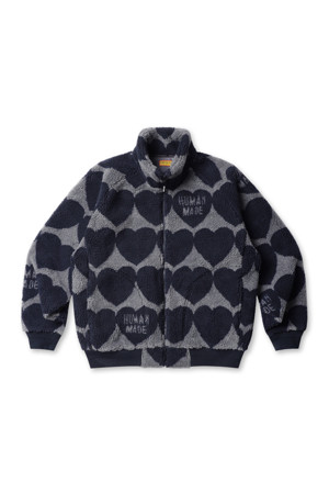 HEART FLEECE JACKET - NAVY