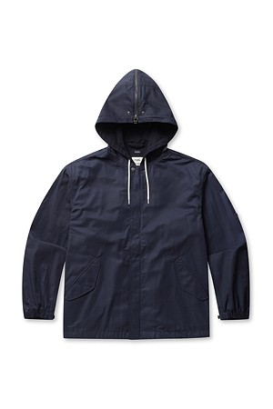 NYLON TWILL HOODED JACKET - NAVY