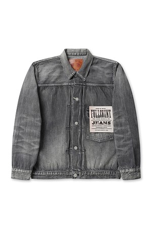 2107BKSSHW TYPE 1 BLACK DENIM JACKET DARTFORD (SUPER SMOOTH) - BLACK (PAINT STAINS BLEND)